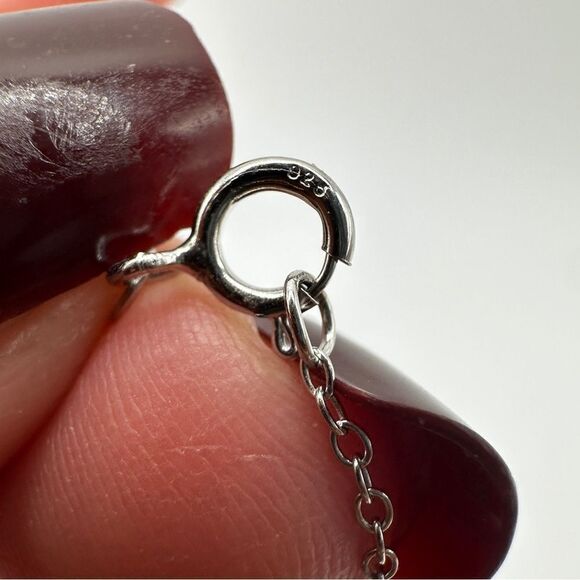 Marked DHJ 925, blue topaz, and CZ accented sterling silver necklace! - Picture 3 of 10